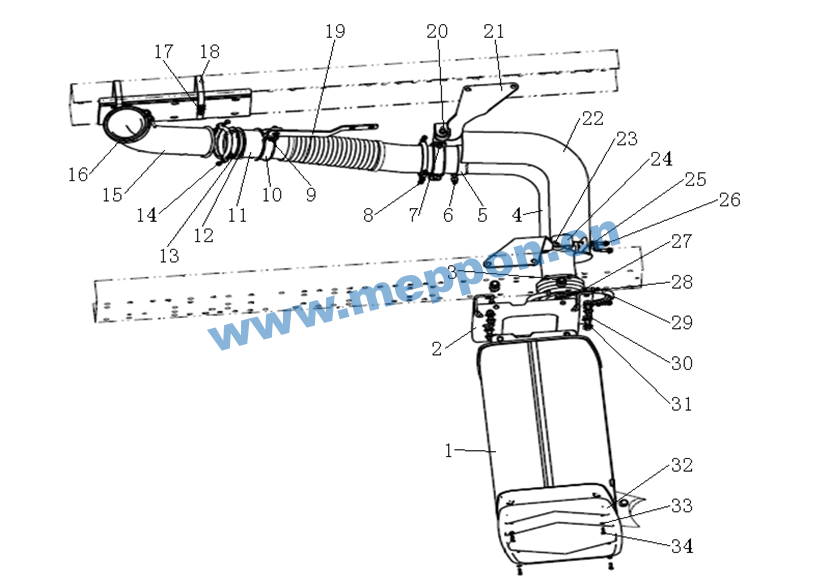 2200006 Emission Ⅳ Exhaust system(6X4 tractor) Meppon Truck
