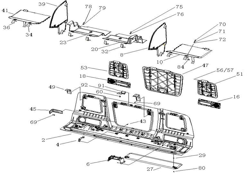 1770063 Hightop HOWO overhead compartment in cab Meppon Truck
