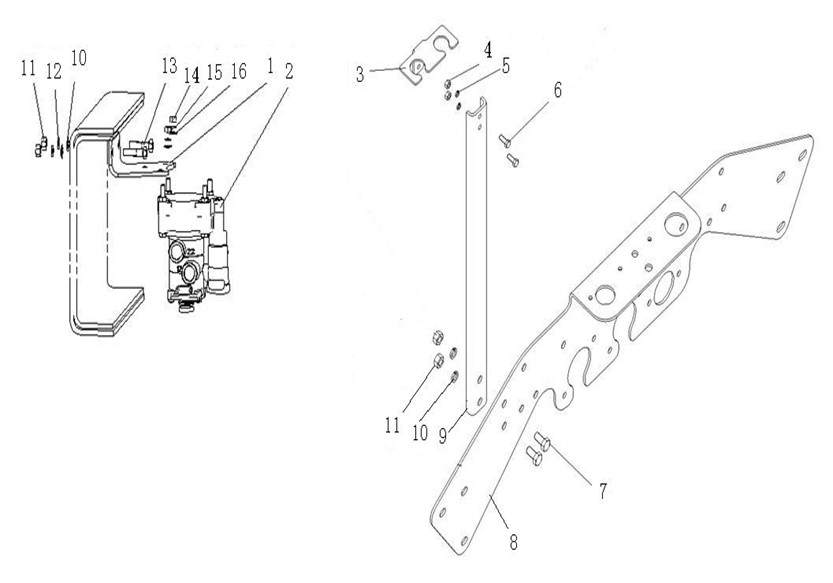 8361721 Tractor trailer brake control unit (metal pipe) Meppon Truck